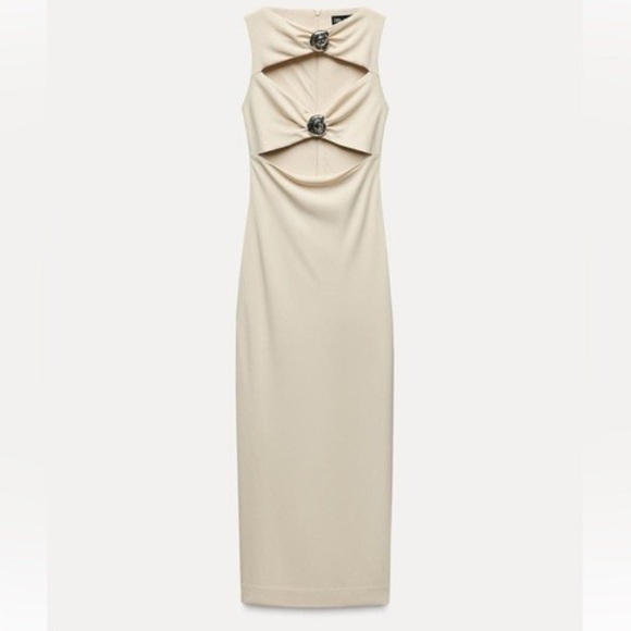 Zara Dresses & Skirts - Zara Conch Shell Cut Out Dress - Sand